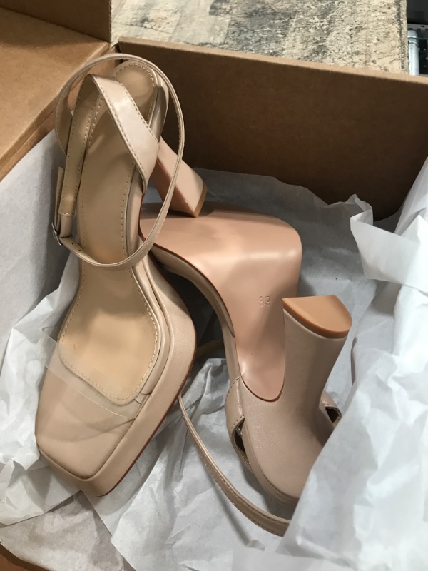 Photo 1 of HEELS BEIGE WIDE BOTTOM SIZE 39