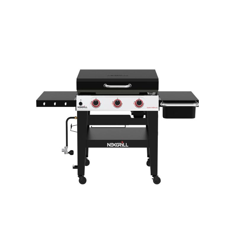 Photo 1 of *DAMAGED* Nexgrill Daytona 3-Burner 30 in. Propane Gas Griddle in Black with Lid
