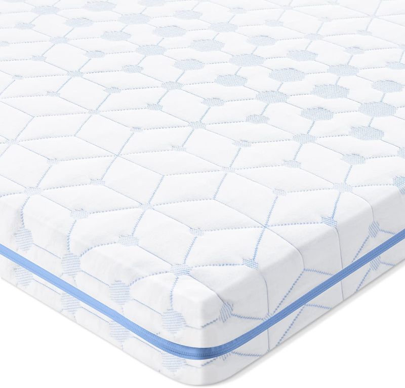 Photo 1 of Sleepmax Memory Foam Mattress Topper, Mattress Topper Full 4 Inch Gel Infused Cooling Foam Mattress Topper Firm Bed Topper with Removable Cover, CertiPUR-US Certified
