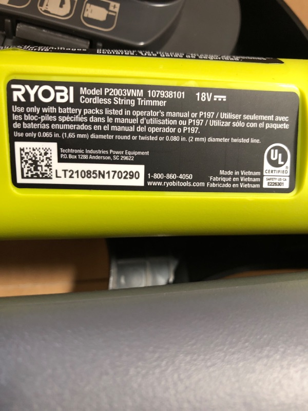 Photo 7 of RYOBI ONE+ 18V 10 in. Cordless Battery String Trimmer and Edger with 1.3 Ah Battery and Charger
