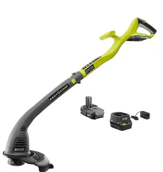 Photo 1 of RYOBI ONE+ 18V 10 in. Cordless Battery String Trimmer and Edger with 1.3 Ah Battery and Charger
