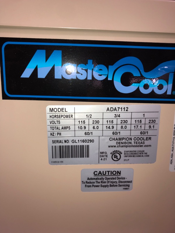 Photo 8 of MasterCool 7000 CFM 2-Speed Down-Draft Roof 12 in. Media Evaporative Cooler for 2300 sq. ft. (Motor Not Included)