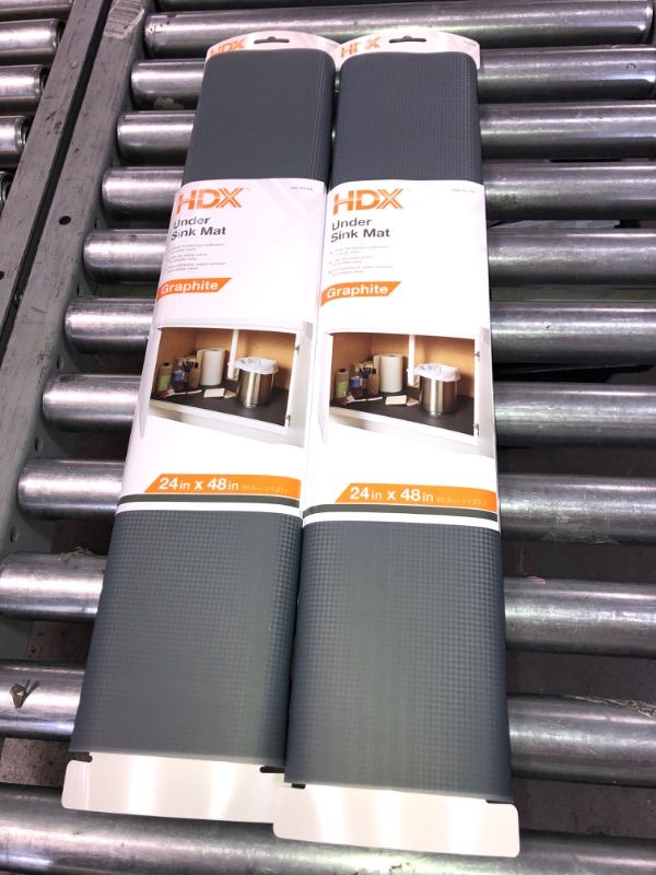 Photo 1 of 24 in. x 48 in. Graphite Under Sink Mat Shelf or Drawer Liner-2 PACK 
