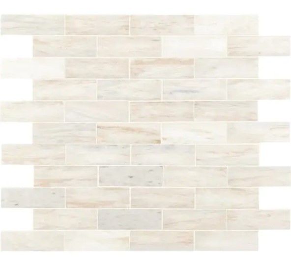 Photo 1 of 65 pieces- MSI Angora Subway 11.81 in x 11.81 in. x 10 mm Polished Marble Mosaic Tile (0.97 sq. ft.)