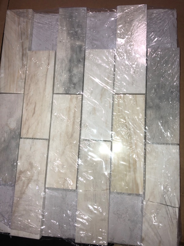 Photo 2 of 65 pieces- MSI Angora Subway 11.81 in x 11.81 in. x 10 mm Polished Marble Mosaic Tile (0.97 sq. ft.)