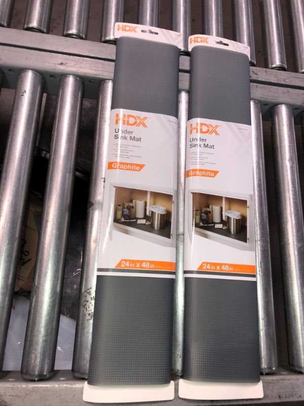 Photo 1 of 24 in. x 48 in. Graphite Under Sink Mat Shelf or Drawer Liner-2pack
