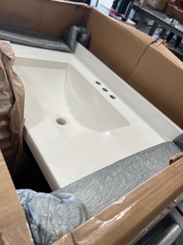 Photo 4 of 33 in. W x 19.5 in. D Engineered white Vanity Top in Snowstorm 