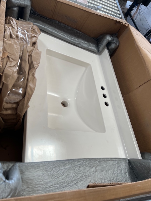 Photo 2 of 33 in. W x 19.5 in. D Engineered white Vanity Top in Snowstorm 