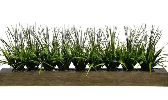 Photo 1 of  VINTAGE HOME 13 in. Tall Green Grass Artificial Indoor/ Outdoor Decorative Greenery in Taupe Wood Pot