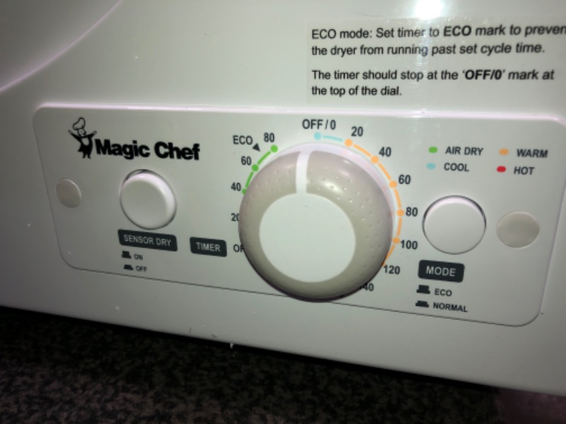 Photo 5 of Magic Chef 3.5 cu. ft. White Compact Electric Dryer