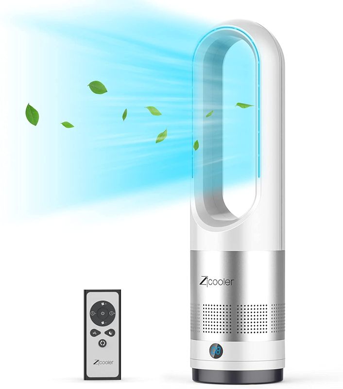 Photo 1 of Tower Fan, ZICOOLER 22" Oscillating Tower Fan with Remote, Quiet Cooling, LED Display with Auto Off, 8 Speeds, 8H Timer, Easy Clean, Space-Saving, Portable Bladeless Fan for Bedroom, Kitchen, Office
