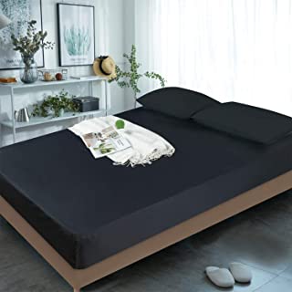 Photo 1 of 100% Egyptian Cotton 1 Fitted Sheet Only, 600 Thread Count Cal King Size Fitted Sheet , 16" Deep Pocket, Colorfast Dyes & Shrink Resistant, Soft & Silky Sateen Weave for Home & Hotel (Cal King, Black)
