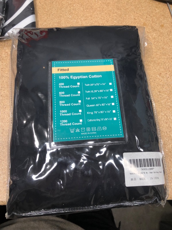 Photo 1 of 100% Egyptian Cotton 1 Fitted Sheet Only, 600 Thread Count Cal King Size Fitted Sheet , 16" Deep Pocket, Colorfast Dyes & Shrink Resistant, Soft & Silky Sateen Weave for Home & Hotel (Cal King, Black)
