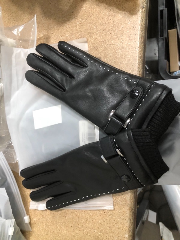 Photo 2 of SANKUU Women Leather Gloves, Fleece Lined Winter Warm Gloves with Full-Hand Touchscreen 2 pack 
