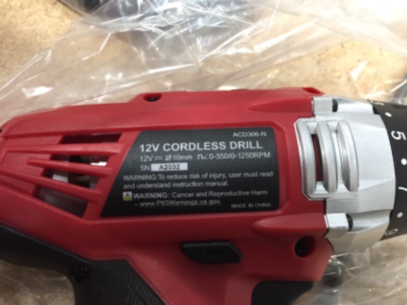 Photo 3 of AVID POWER 12V Cordless Drill, Power Drill Set with 22pcs Impact Driver/Drill Bits, 2 Variable Speed, 3/8'' Keyless Chuck, 15+1 Torque Setting (Red)
