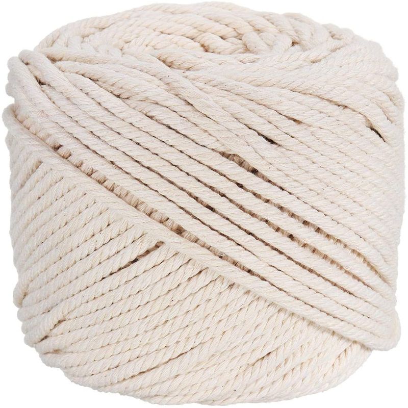 Photo 1 of Ialwiyo Macrame Cord 3mm 109Yards 100% Cotton, No Industrial Treatment(Not Dyed), Natural Color Handmade Soft 4 ply Cotton Cord Rope for Macrame, Wall Hanging, Plant Hanger, DIY Craft Making, Knitting, 5 pack 
