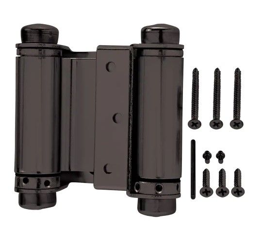 Photo 1 of 3 in. Square Oil-Rubbed Bronze Double-Action Spring Door Hinge, 2 pack 
