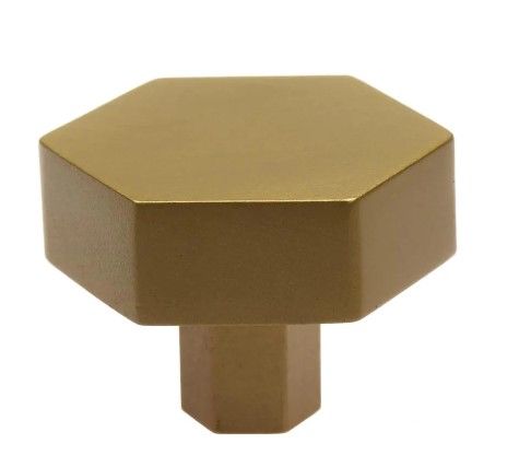 Photo 1 of 1-1/2 in. Satin Gold Solid Hexagon Cabinet Drawer Knobs (10-Pack)
