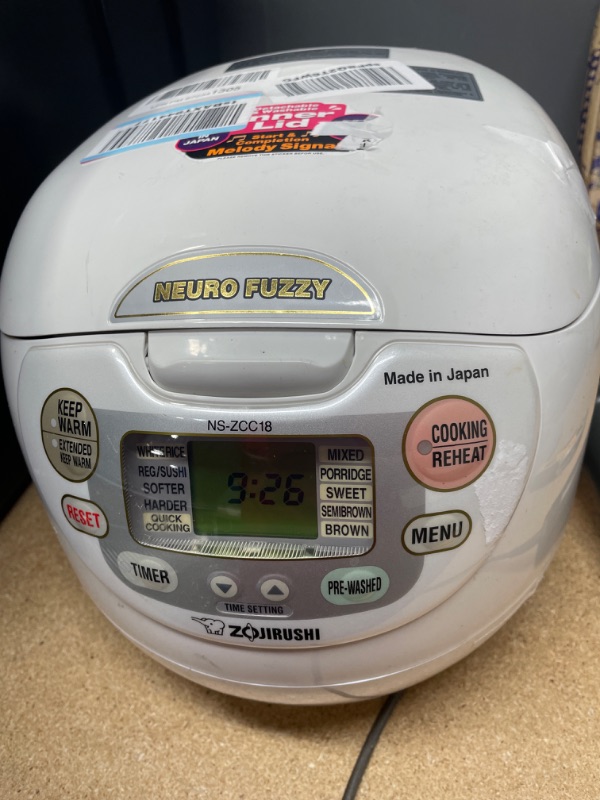 Photo 2 of Zojirushi NS-ZCC18 Neuro Fuzzy Rice Cooker & Warmer, 10 Cup, Premium White, Made in Japan
