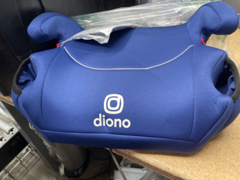 Photo 3 of Diono Solana, No Latch, Single Backless Booster Car Seat, Lightweight, Machine Washable Covers, Cup Holders, Blue
