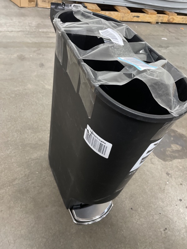 Photo 2 of **INCOMPLETE**simplehuman 40 Liter / 10.6 Gallon Slim Kitchen Step Trash Can with Liner Rim, Black Plastic**MISSING TRASH CAN LID**
