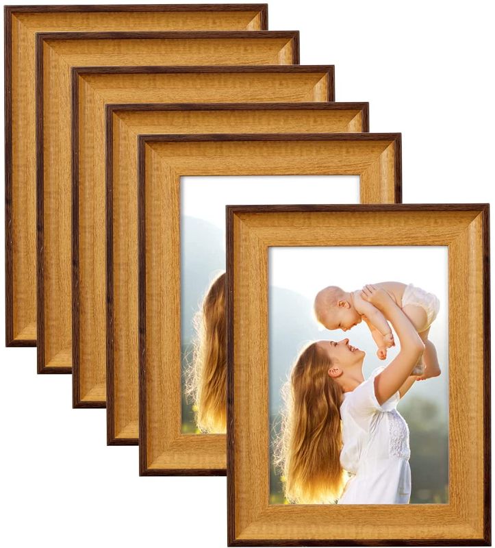 Photo 1 of 6 Packs 5x7 Picture Frames,Multi Wooden Photo Frames Set for Wall or Table Top Decoration, High Definition Plexiglass to Display Pictures/Photos/Posters/Printing/Landscape/Certificate,Holiday Gifts for Friends and Families
