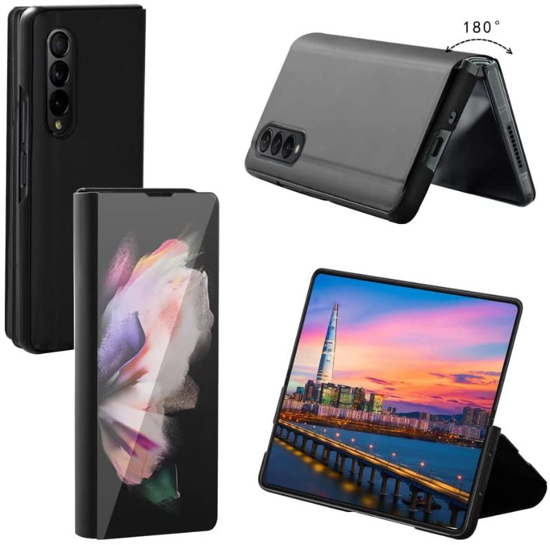 Photo 1 of Z Fold 3 Case,Samsung Galaxy Z fold 3 case,Samsung z fold 3 case,Galaxy z fold 3 case,Samsung fold 3 case,Fold 3 case, Galaxy fold 3 case,Galaxy z fold 3 5g Slim case with Kickstand and Lux-Mirror, 2 pack 
