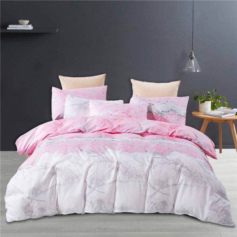 Photo 1 of JAYI BARBOM 3 Pieces Wrinkle Free Duvet Cover King Size Sets,Soft Microfiber Pink Marble Pattern Printed Bedding Set with Zipper Corner Ties,1 Duvet Cover 2 Pillowcase
