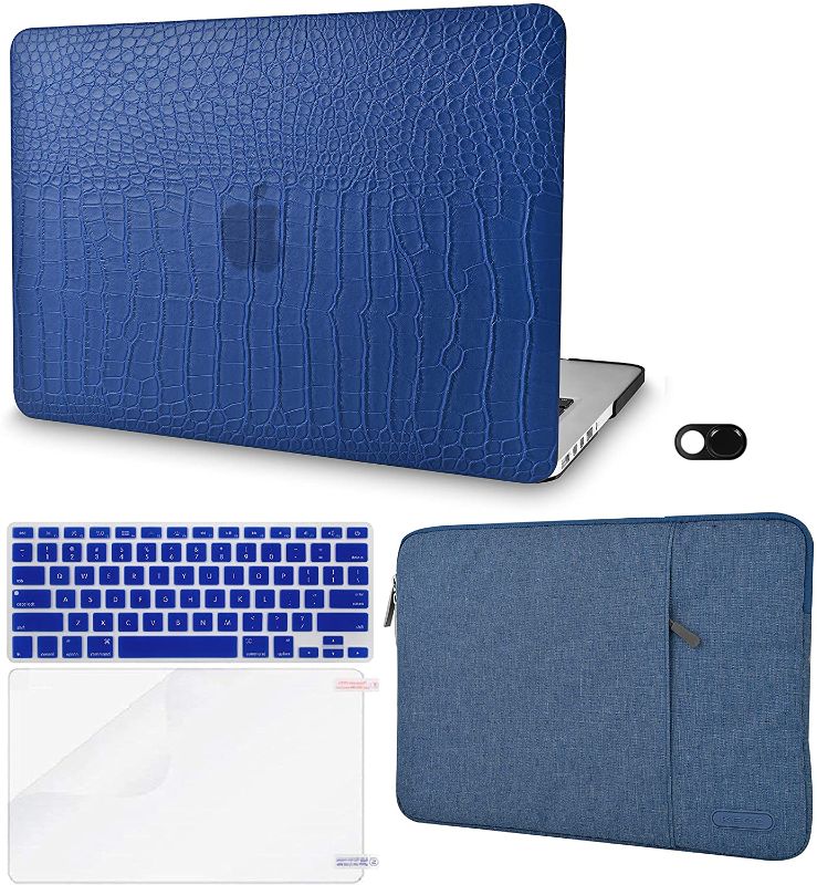 Photo 1 of KECC Compatible with MacBook Pro 13 inch Case 2019-2016 Touch Bar A2159 A1989 A1706 A1708 ltalian Leather Hard Shell + Keyboard Cover + Sleeve + Screen Protector + Webcam Cover (Matte Blue CL)
