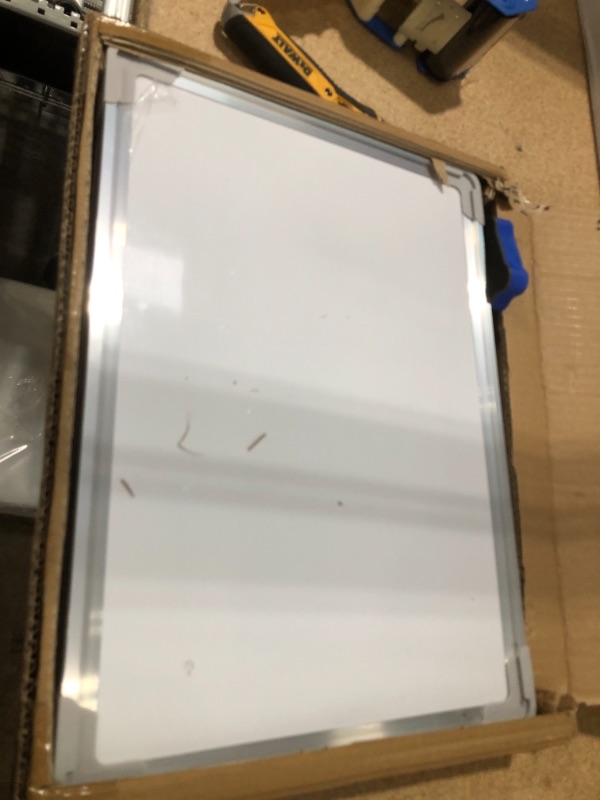 Photo 2 of Small Dry Erase White Board - 16" X 12" Portable Aluminum Frame Mini Whiteboard with Holder Magnetic Board for Kids to Do List Notepad for Office, Home, Kitchen, School.
