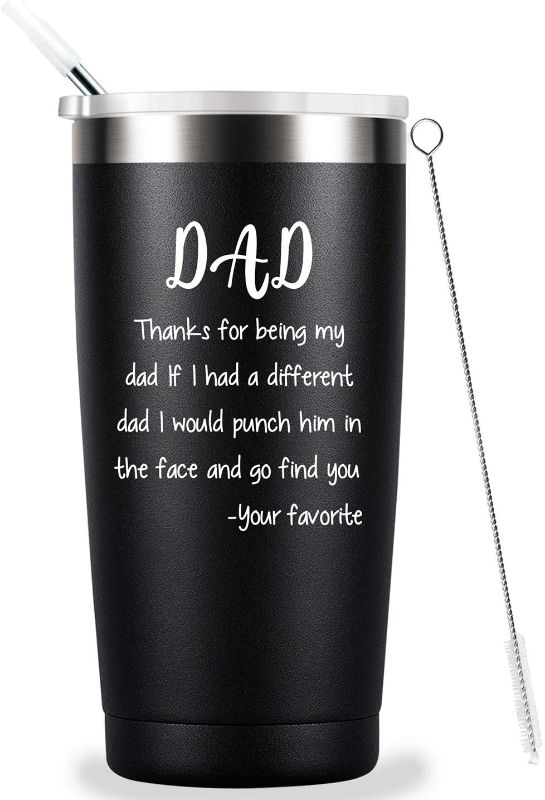 Photo 1 of Thanks for Being My Dad-Dad Cup Christmas Birthday Cup for Dad Men Him Fathers Day Mug tumbler for Dad Gift from Son Daughter Wife,20 Ounce Black
