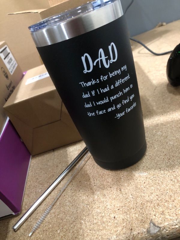 Photo 2 of Thanks for Being My Dad-Dad Cup Christmas Birthday Cup for Dad Men Him Fathers Day Mug tumbler for Dad Gift from Son Daughter Wife,20 Ounce Black
