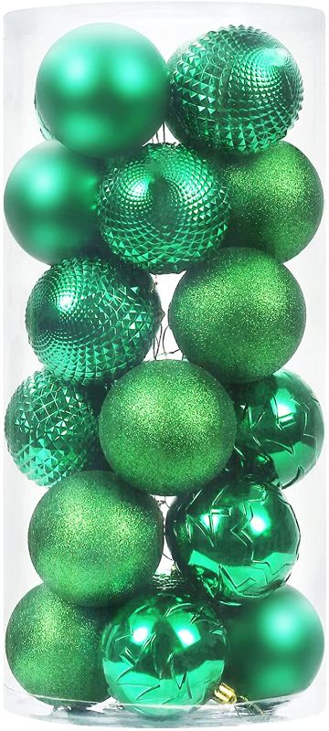 Photo 2 of SY Super Bang 80MM/3.14" Christmas Ornaments, 24PCS Christmas Ball Ornament Set for Xmas Tree, Shatterproof Decorations for Holiday, Party, Halloween, Thanksgiving, Christmas Decor - Green.