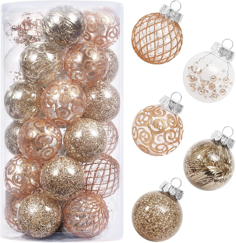 Photo 1 of SLKChristmas Tree Ball Shatterproof, 60mm/2.36" Xmas Plastic Balls 6 Style 30 pcs PET Blue
Clear Christmas Ornaments Set, 30PCS Shatterproof Decorative Hanging Ball Ornament with Stuffed Delicate Decorations, Xmas Tree Balls for Halloween Holiday Party Th