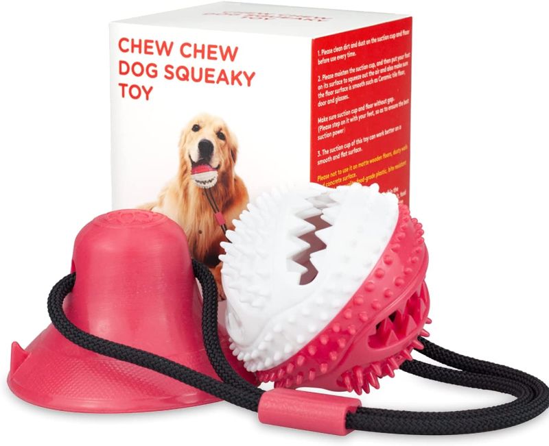 Photo 1 of Squeaky Dog Chew Toy for Aggressive Chewers, Durable Indestructible Interactive Dog Rope Toys with Natural Rubber Suction Cup for Pet Teething, Boredom, Entertainment and Training