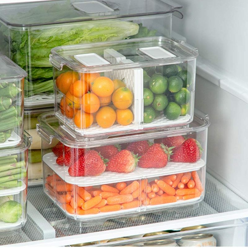 Photo 1 of Fridge Food Storage Containers Produce Saver FreshWorks Produce Food Storage Container Bin Stackable Refrigerator Kitchen Organizer Keeper, with Removable Drain Tray to Keep Fresh