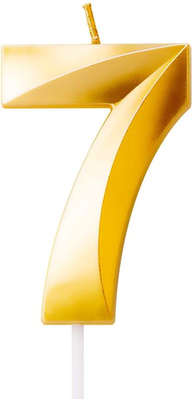 Photo 1 of LUTER 2.76in Gold 3D Diamond Shape Happy Birthday Cake Candles with Fold Design Number Candles Number Birthday Candle Cake Topper Decoration for Party Kids Adults (7)