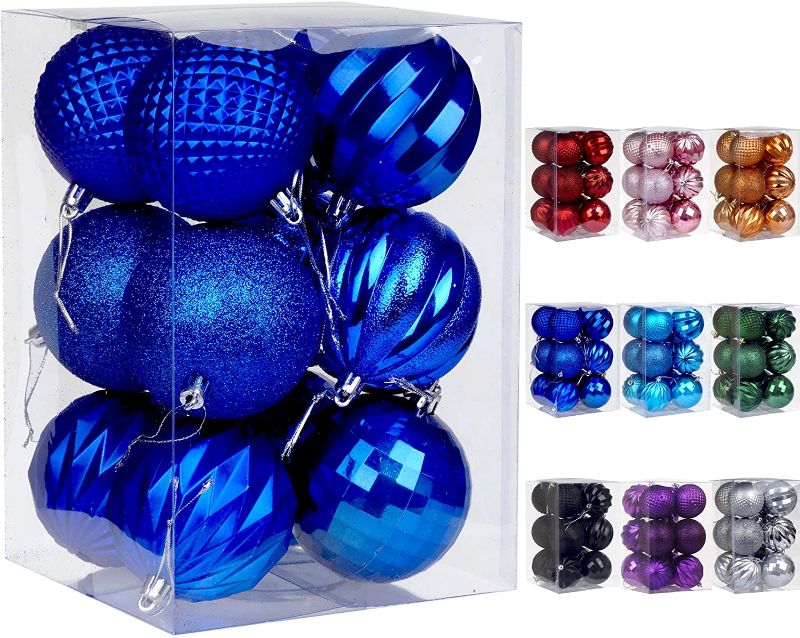 Photo 1 of 3PCK-Dohance Christmas Balls Ornaments, Xmas Ball Baubles Set - Shatterproof Decorative Hanging Ornaments Baubles Set for Xmas Tree (Navy Blue, 80mm/3.15")