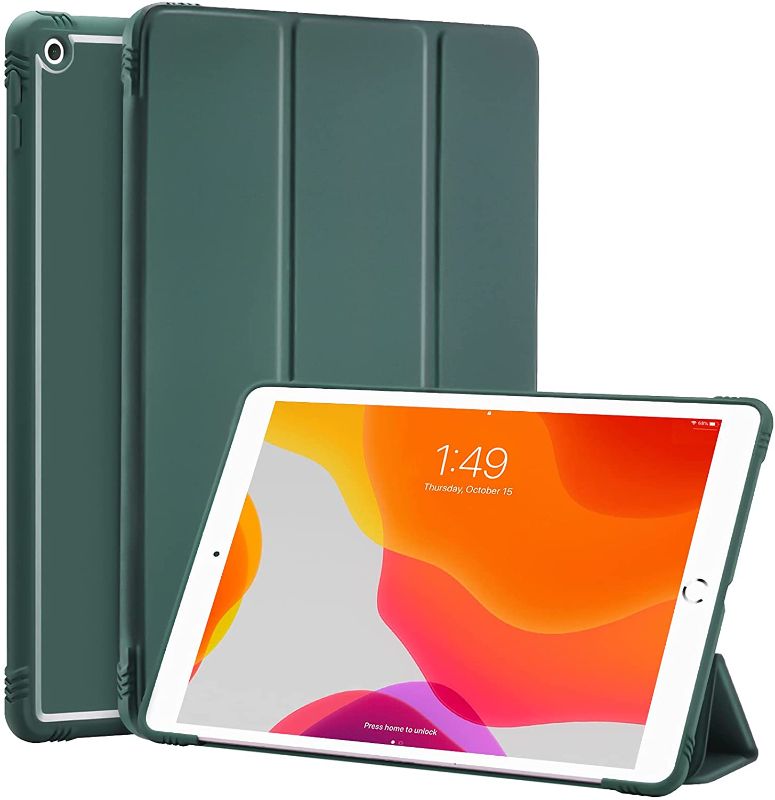 Photo 1 of SIWENGDE Case for iPad 9/8/7 Generation (2021/2020/2019), iPad 10.2-inch Soft TPU Back Protective Cases [Shock Absorption], Slim Lightweight Trifold Stand Smart Cover, Auto Wake/Sleep(Midnight Green)
