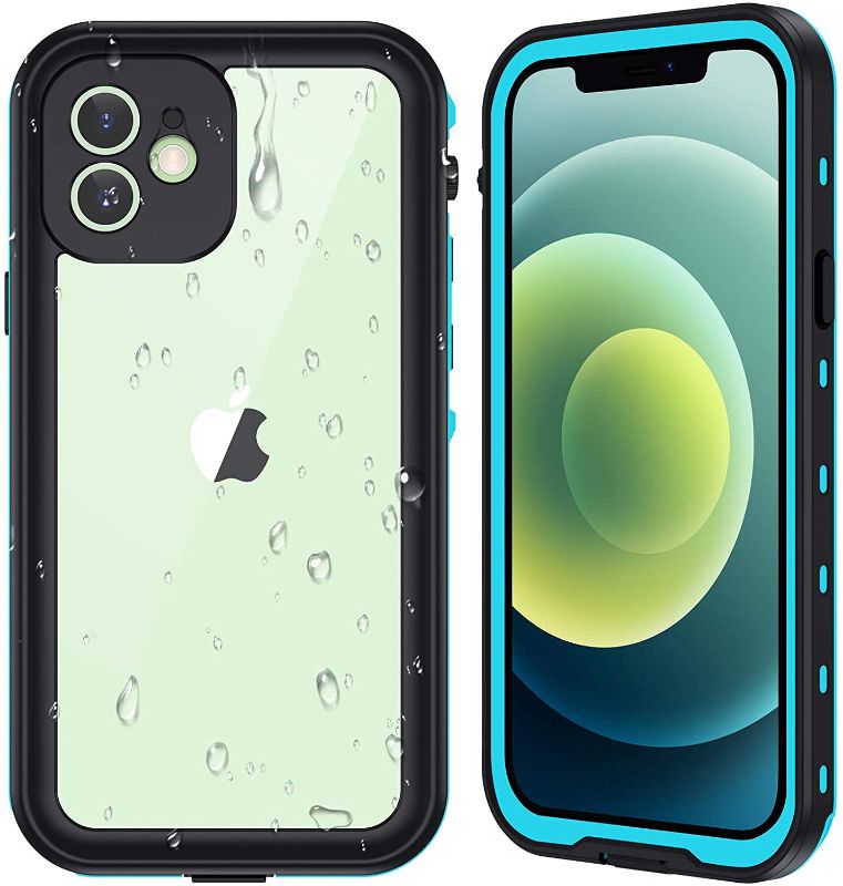 Photo 1 of 2PCK-Ruky iPhone 12 Case Waterproof IP68 Full Seal Underwater Cover with Built-in Screen Protector Heavy Duty Anti-Scratch Shockproof Snowproof Dustproof Waterproof Phone Case for iPhone 12 6.1" 5G, Teal