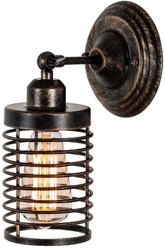 Photo 1 of Industrial Wall Sconce, Wall Light Fixtures, Vintage Wall Lamp with E26 Base, Metal Cage Wall lamp, Retro Wall Lights with On/Off Switch for Kitchen Living Room Bedside Bedroom Bathroom
