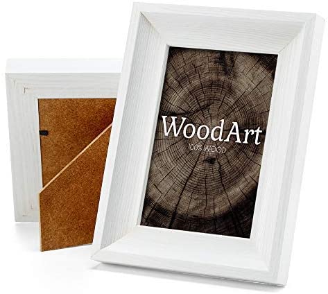 Photo 1 of GreenWoodenArt Wood Picture Frames 5x7 – Pack of 2-100% Natural Pine Solid Distressed Wood – for Table Top and Wall Mounting (White)
