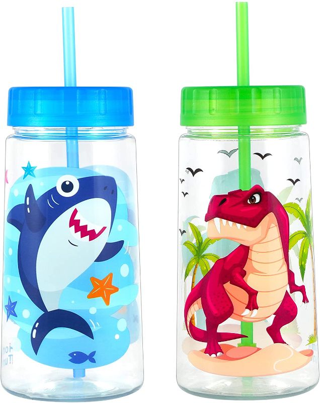 Photo 1 of 2PCK-Home Tune 28oz Water Drinking Bottle - BPA Free, Large Tumbler Mug with Lid and Straw, Wide Mouth, Travel Cold Beverage Cup, Lightweight Bottle with Cute Foil Print Design for Girls & Boys 2 Pack
