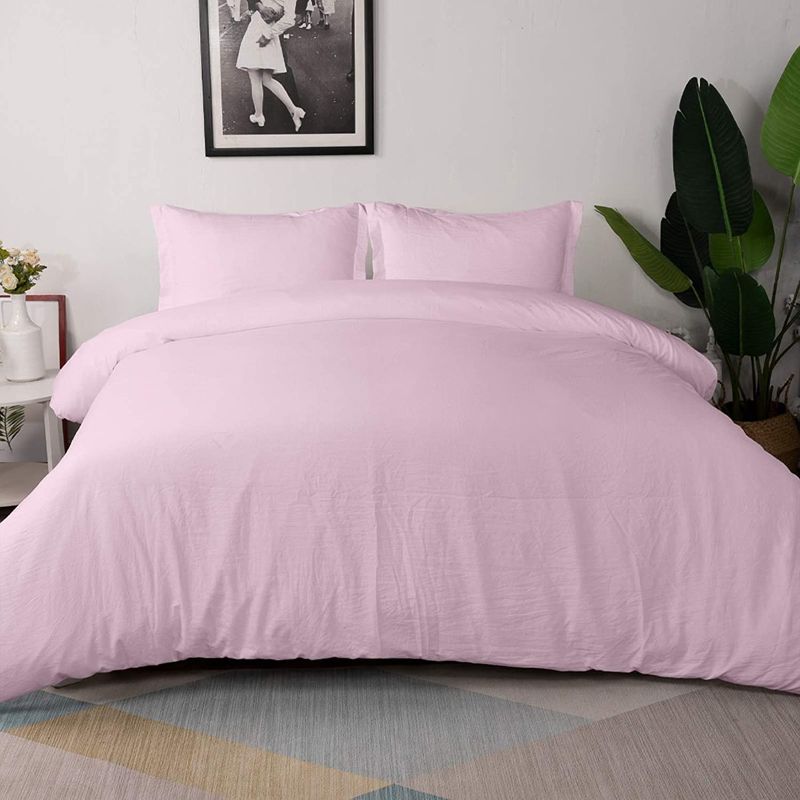 Photo 1 of Vailge 3-Piece Duvet Cover Set Queen Size, 100% Washed Microfiber Bedding Sets,Ultra Soft and Breathable Comforter Cover with Zipper Closure & Corner Ties (Not Include Comforter) (Queen,Pink)
