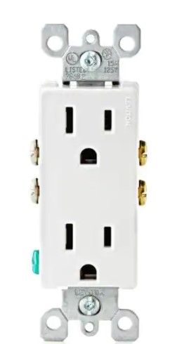 Photo 1 of Leviton
Decora 15 Amp Residential Grade Grounding Duplex Outlet, White (10-Pack)