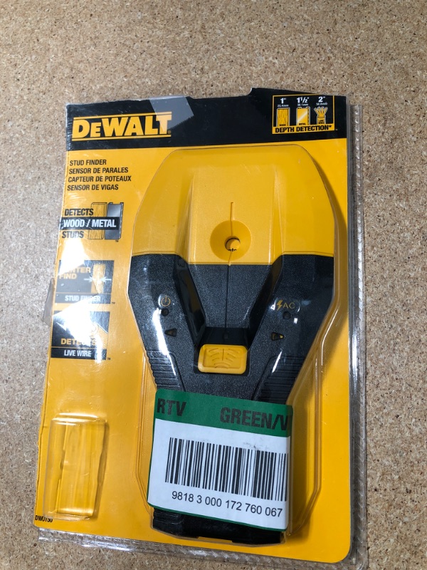 Photo 2 of "DeWALT DW0150 1-1/2-Inch Durable Cordless Wood/Metal LED Detection Stud Finder"
