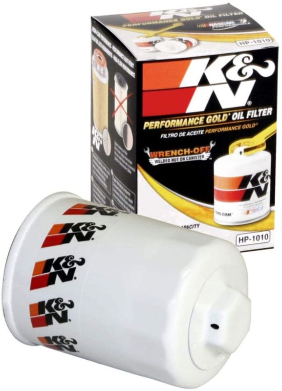 Photo 1 of PACK OF TWO- K&N Premium Oil Filter: Protects your Engine: Compatible with Select ACURA/HONDA/MITSUBISHI/NISSAN Vehicle Models (See Product Description for Full List of Compatible Vehicles), HP-1010