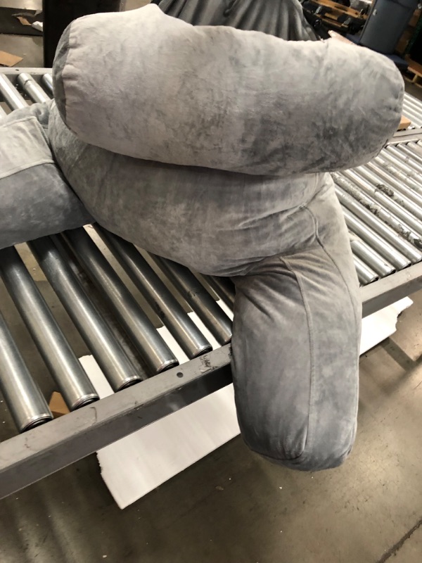 Photo 3 of *SIMILAR ITEM TO PHOTO*Cheer Collection TV and Reading Backrest Pillow with Detachable Neck Bolster Pillow and Washable Cover (Gray)