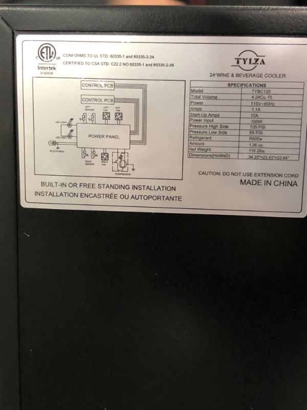 Photo 5 of TYLZA Wine and Beverage Refrigerator, 24 Inch Built-In Dual Zone Wine and Beverage Cooler, Freestanding French Door Drink Fridge, Wine Beer Cooler Under Counter Refrigerator with Memory Temperature Control
