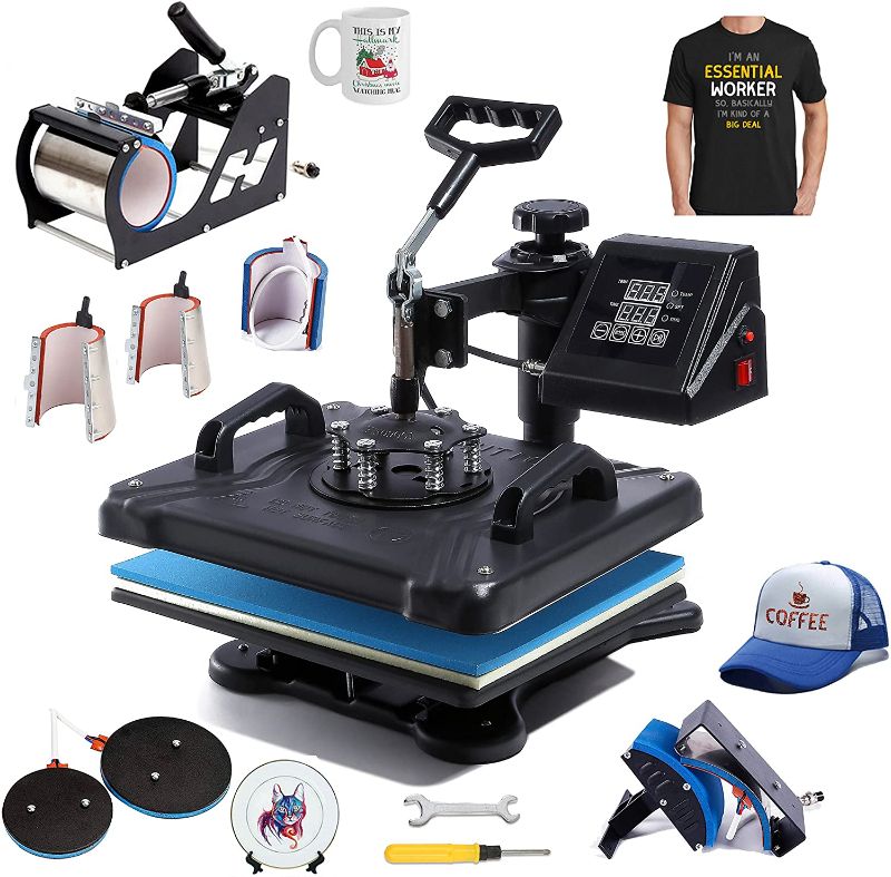 Photo 1 of EICOO Heat Press Machine Sublimation Transfer 8 in 1 Heat Transfer 12" x 15" Machine 360 SwingAway Multifunction Sublimation Printing Combo Machine for T-Shirt Cap Mugs Plates Bags
